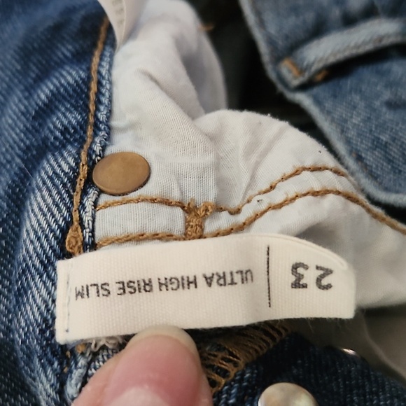 PACSUN  Ultra High Rise Slim Distressed Button Fly Jean 23 - Picture 12 of 12